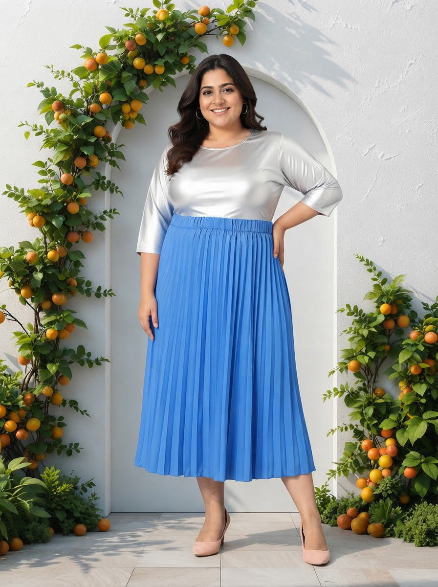 Plus Size Blue Skirt