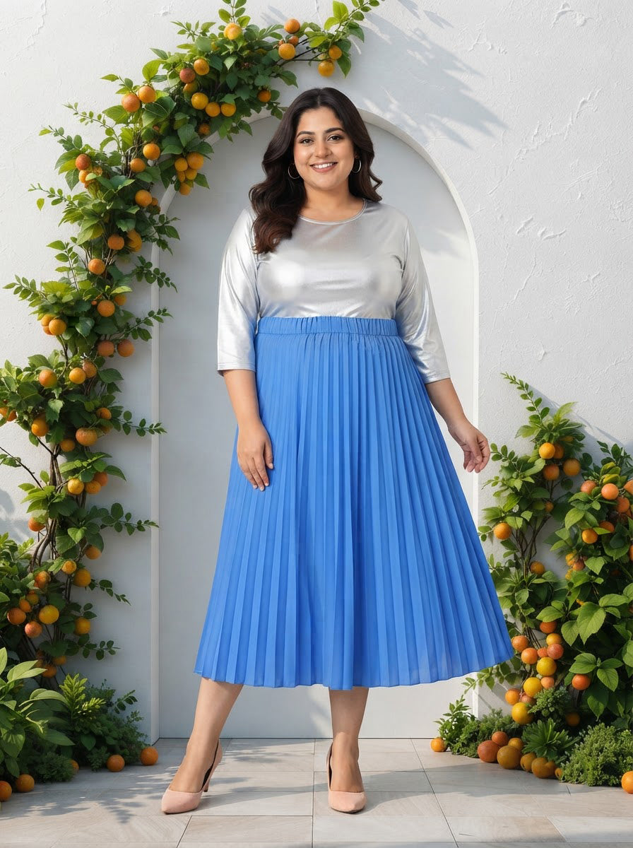 Plus Size Blue Skirt