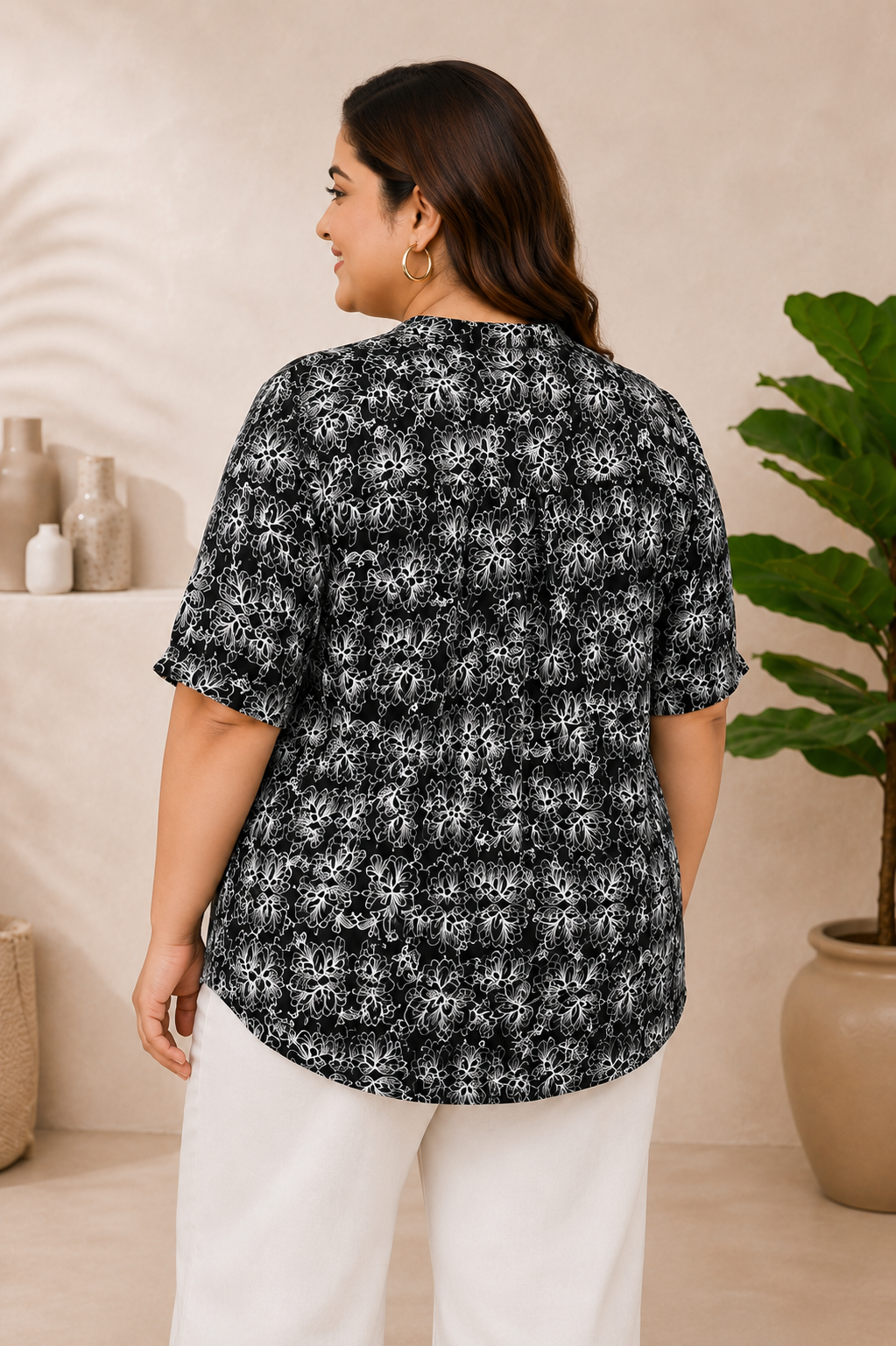 plus size top black floral