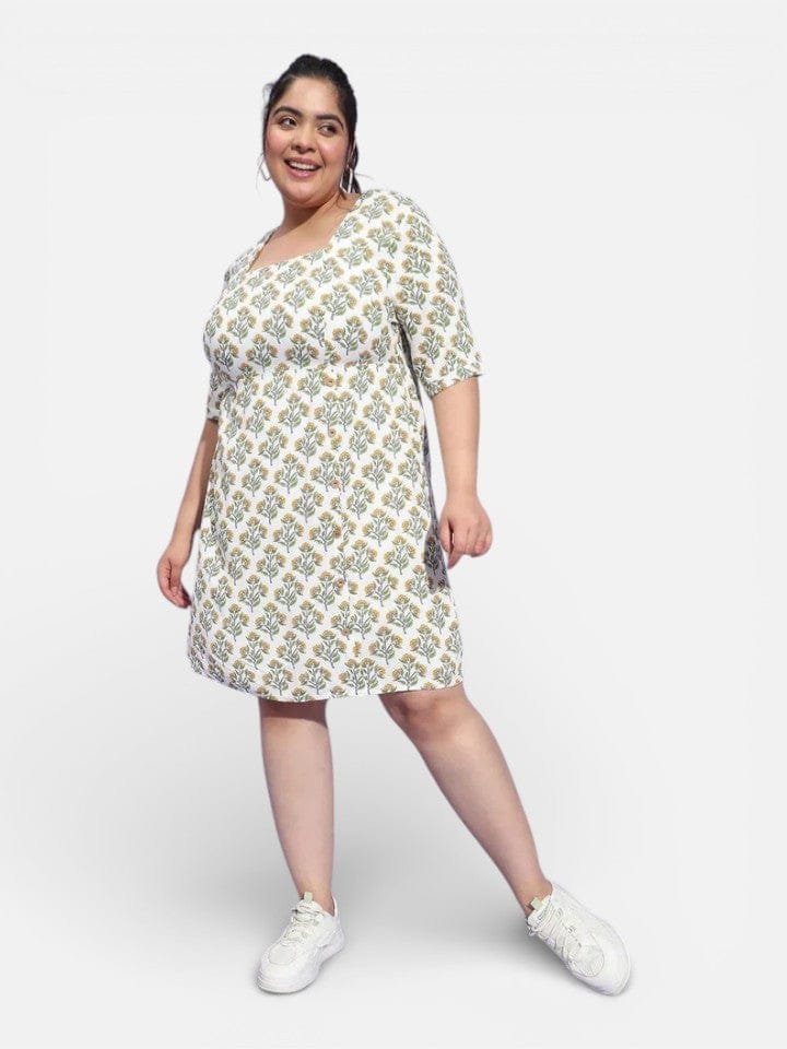 Plus Size Multicolor Floral Print Dress