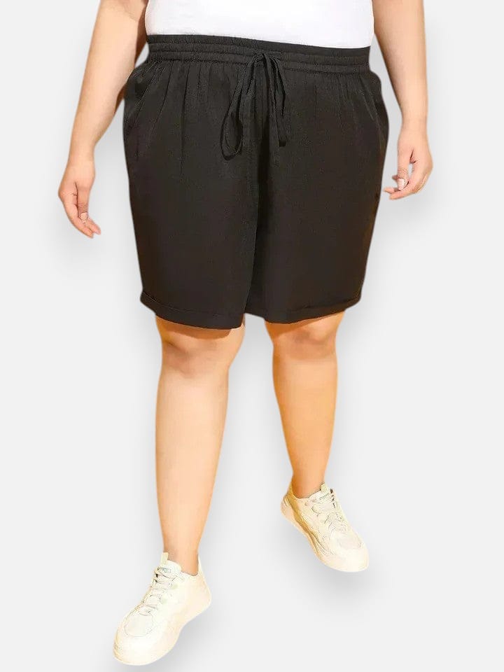 Plus Size Black Polyester Pant
