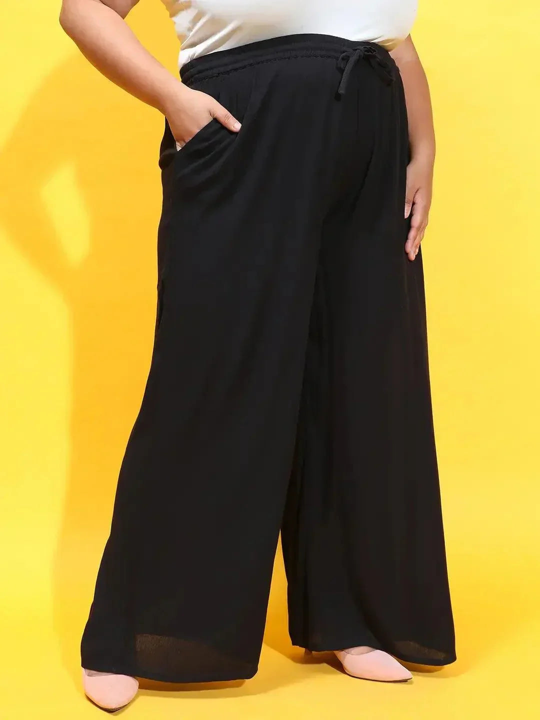 blink-black-elasticated-waist-with-tie-knot-detail-plus-size-pant