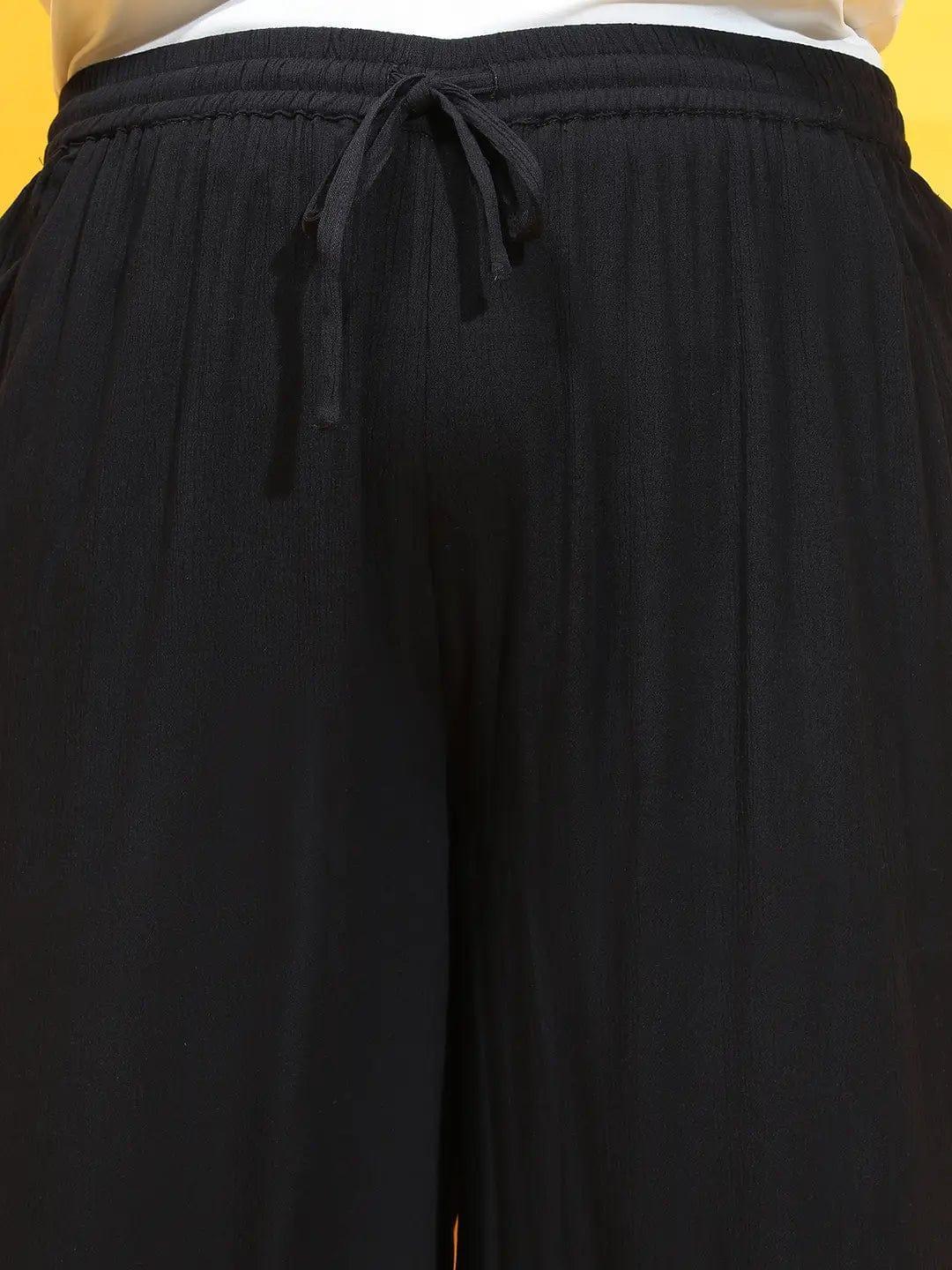 blink-black-elasticated-waist-with-tie-knot-detail-plus-size-pant