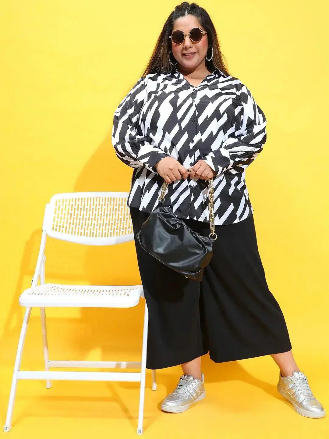 Brand New Solid Black Elasticated Plus Size Culottes - oxolloxo
