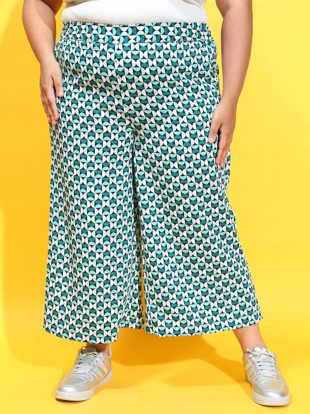 Multicolor Comfy Printed Elasticated Plus Size Culottes - oxolloxo