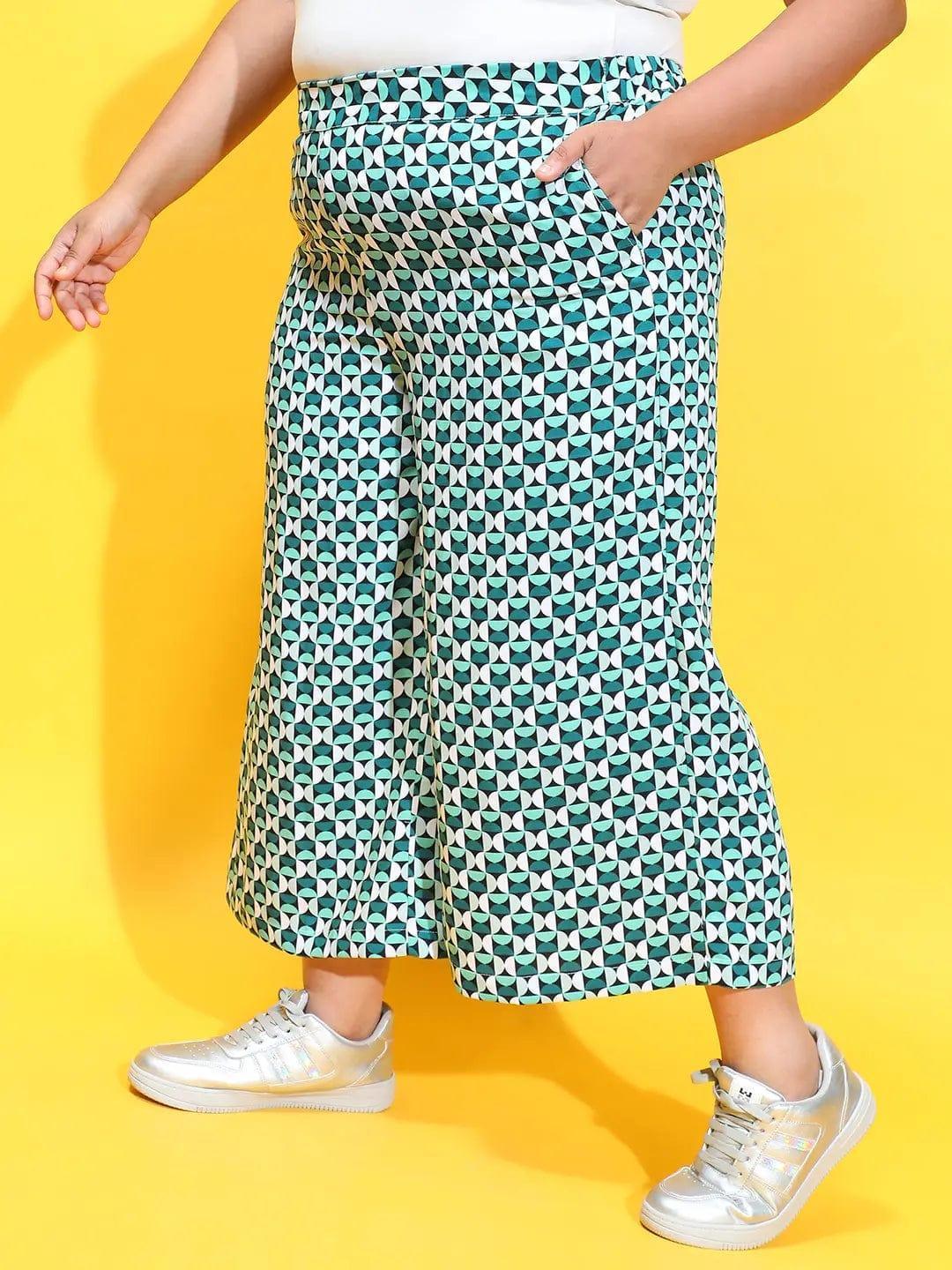 Multicolor Comfy Printed Elasticated Plus Size Culottes - oxolloxo
