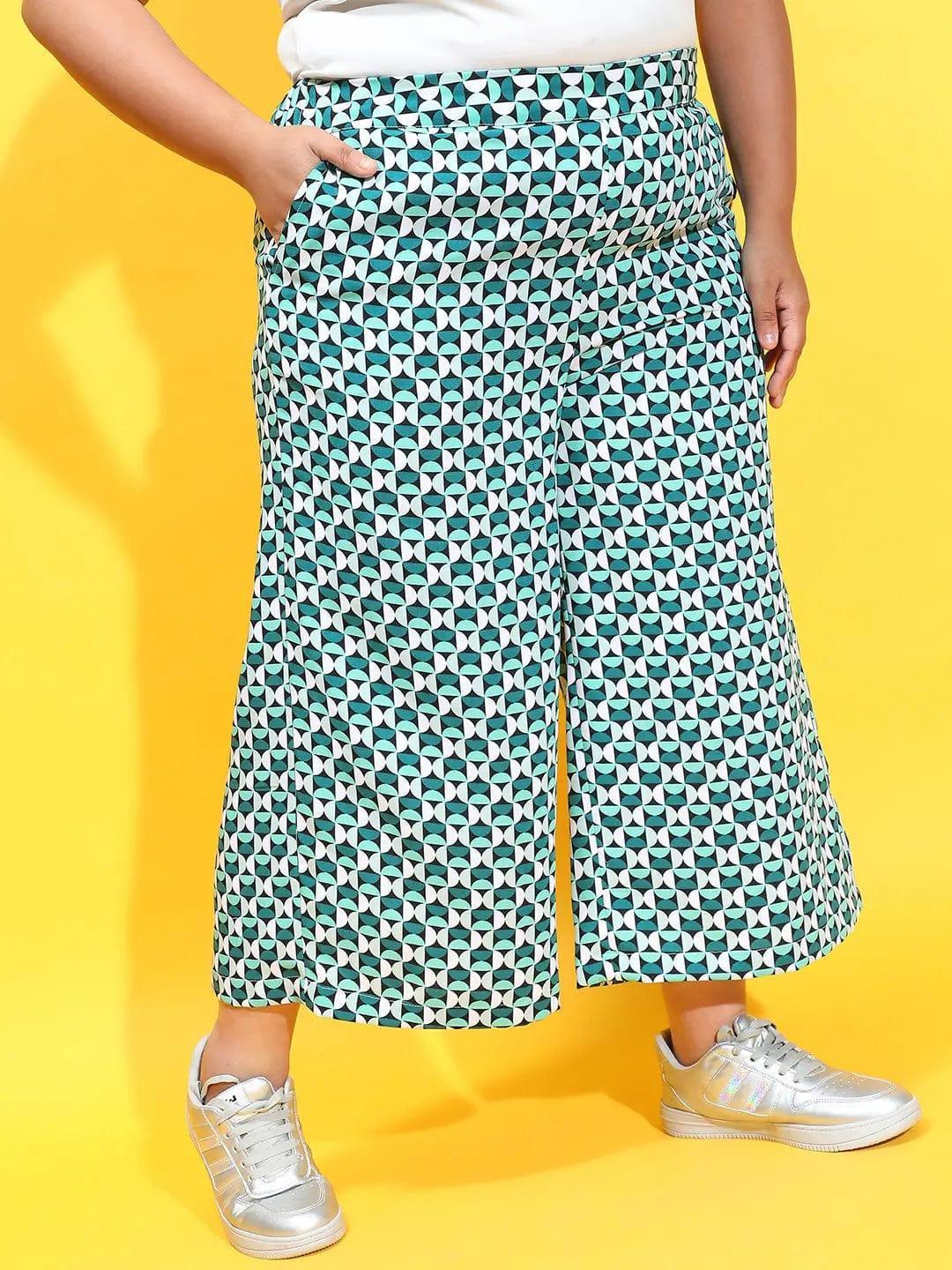 Multicolor Comfy Printed Elasticated Plus Size Culottes - oxolloxo