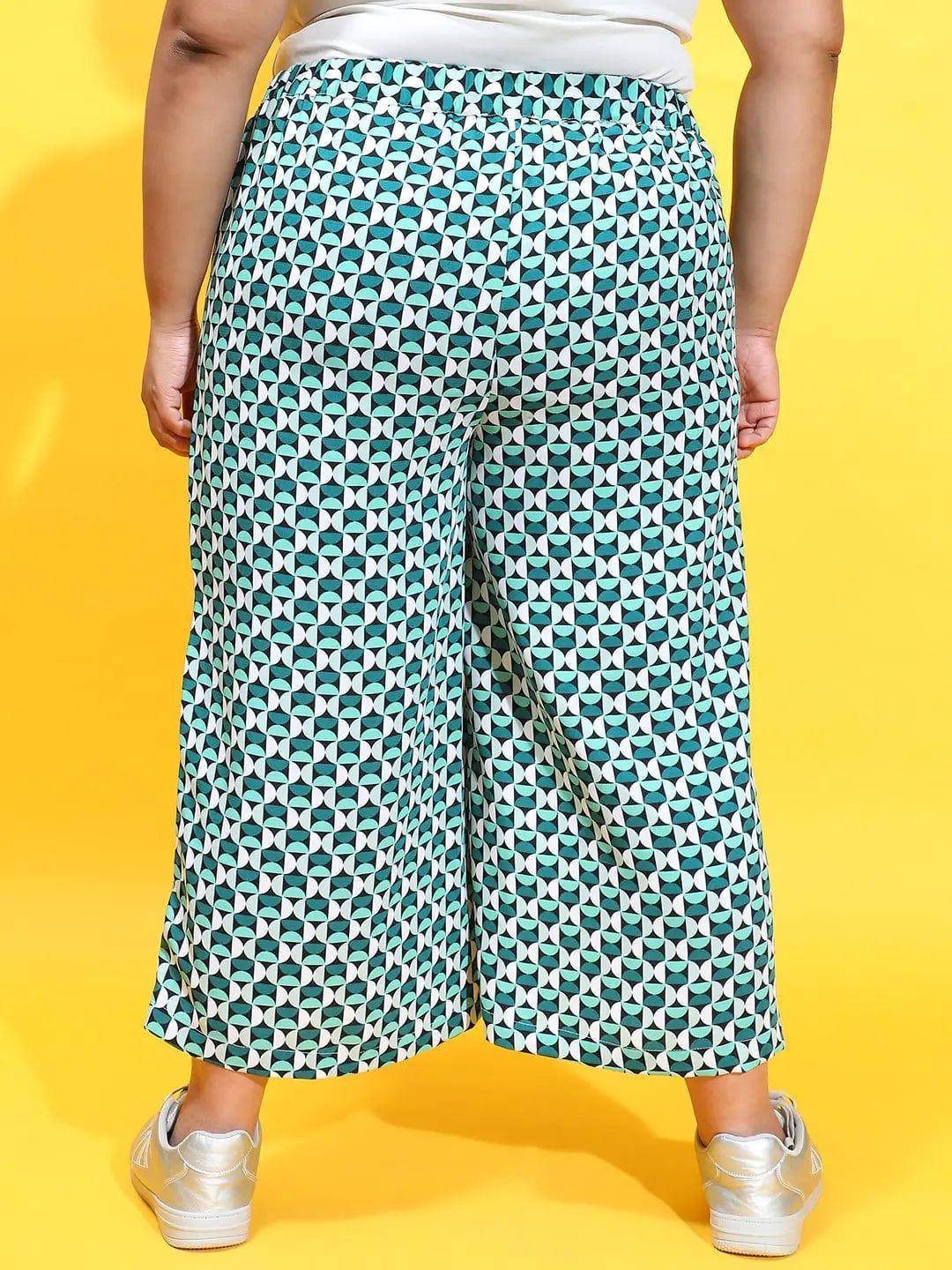 Multicolor Comfy Printed Elasticated Plus Size Culottes - oxolloxo