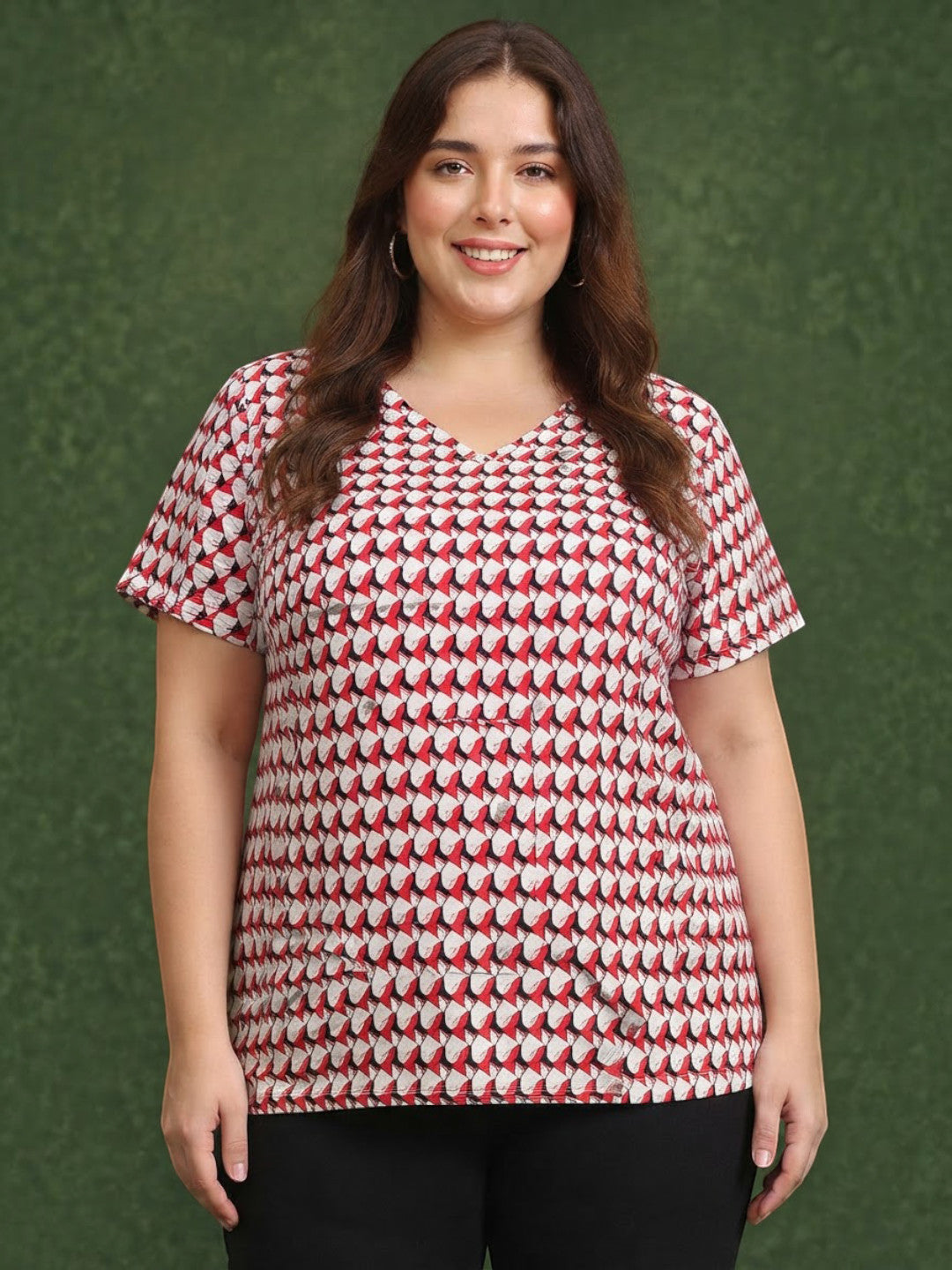 Plus Size Red Check Top