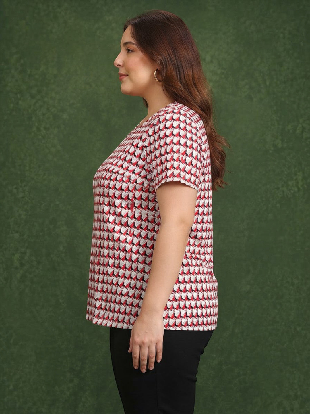 Plus Size Red Check Top