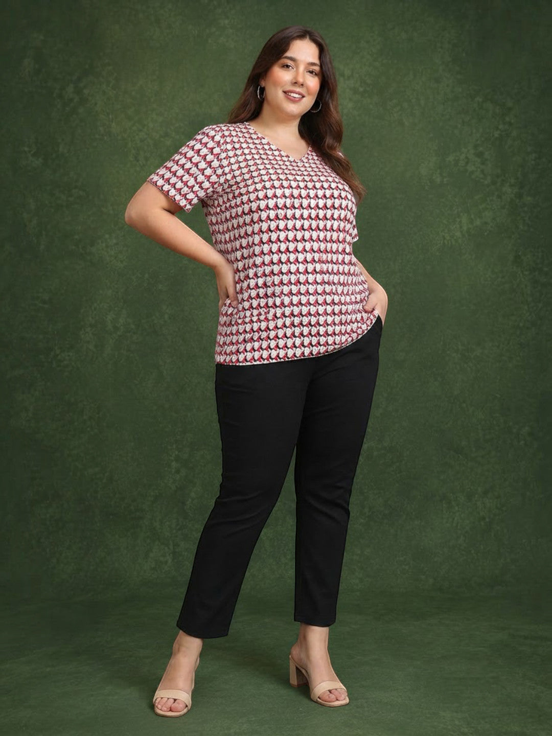 Plus Size Red Check Top