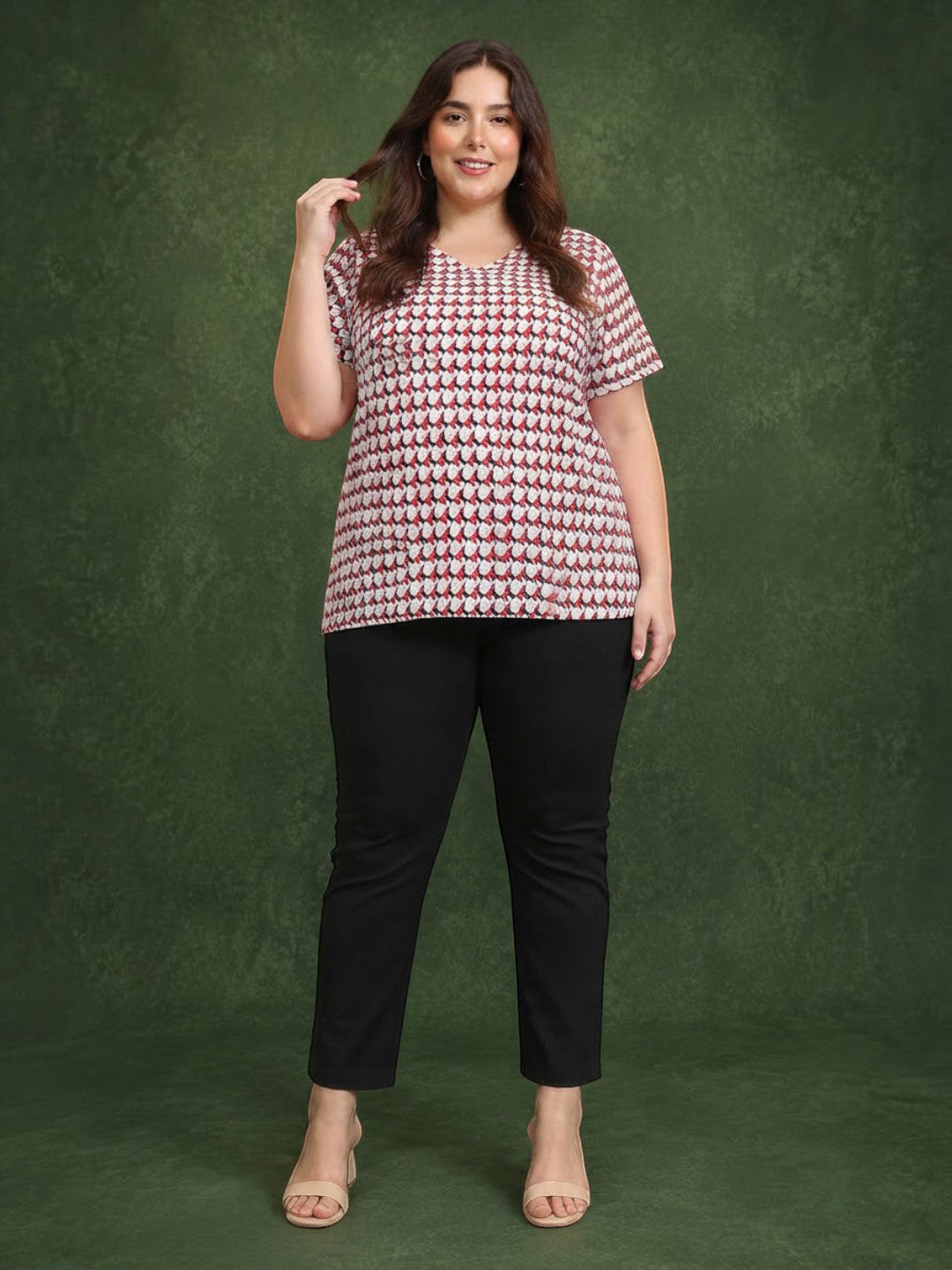 Plus Size Red Check Top