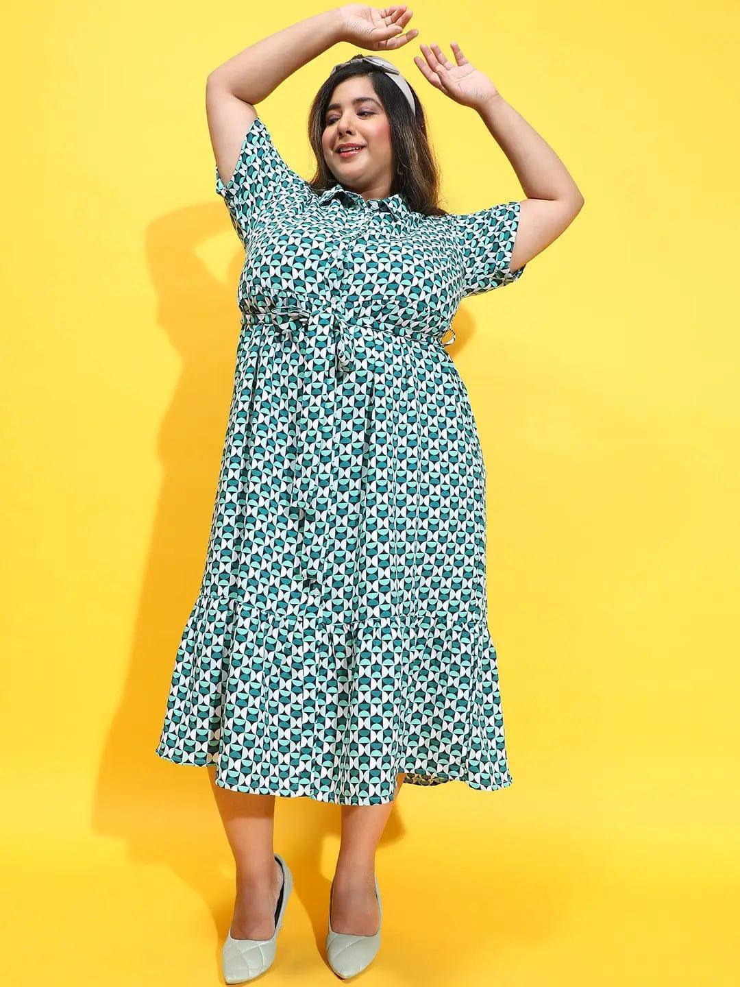 Sybarite Multicolor Check Print Plus Size Curvy Dress - oxolloxo