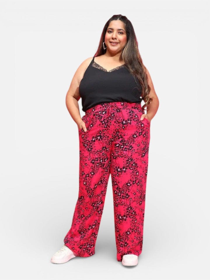 Plus Size Pink Floral Print Pant