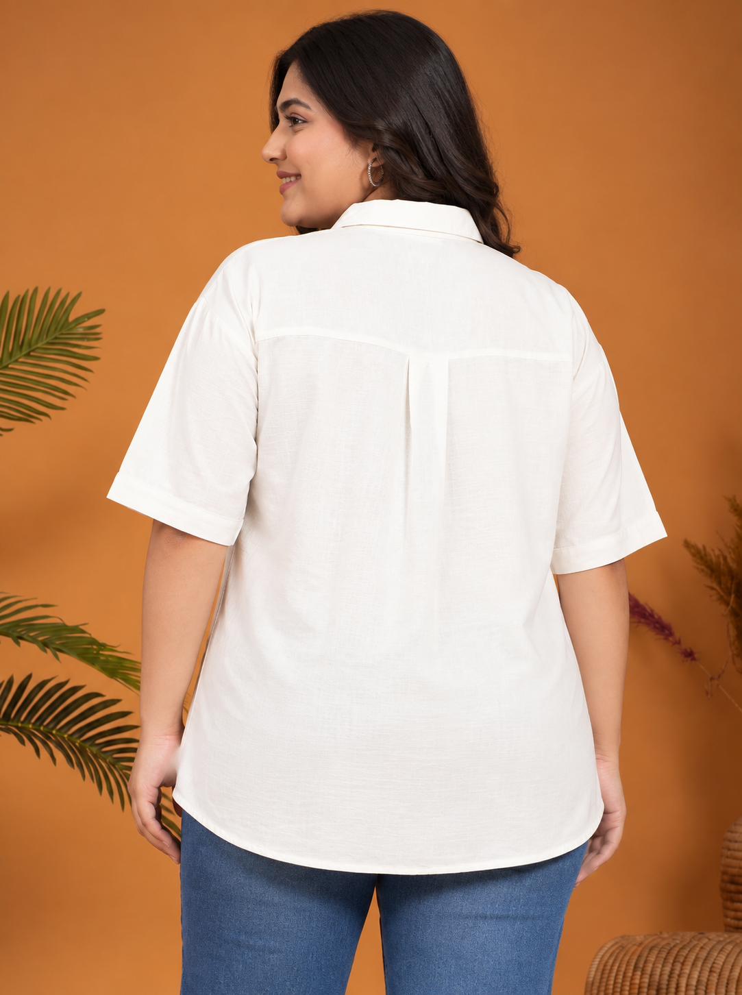 Plus Size White Cotton Shirt