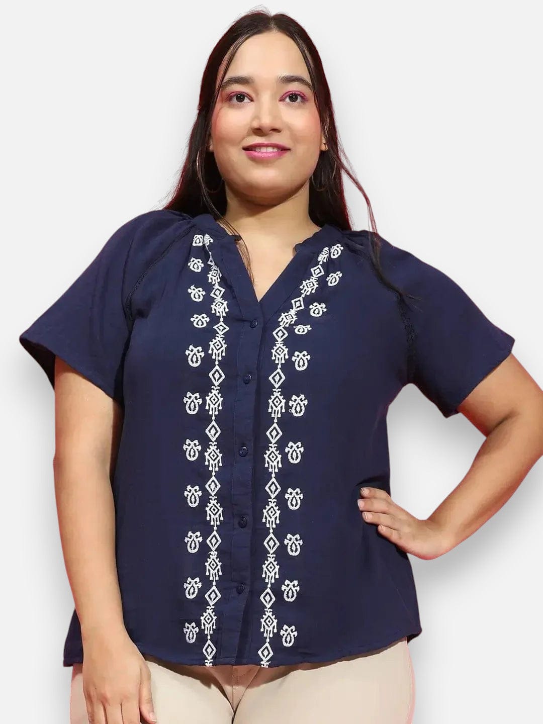 Plus Size Navy Blue Shirt