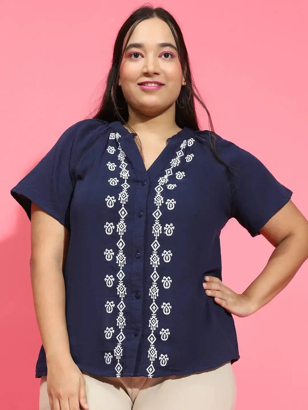 Plus Size Navy Blue Shirt
