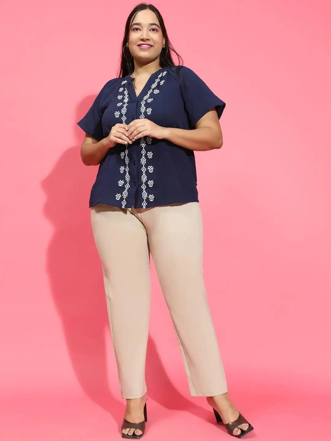 Plus Size Navy Blue Shirt