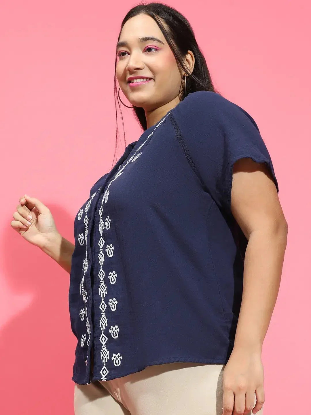 Plus Size Navy Blue Shirt