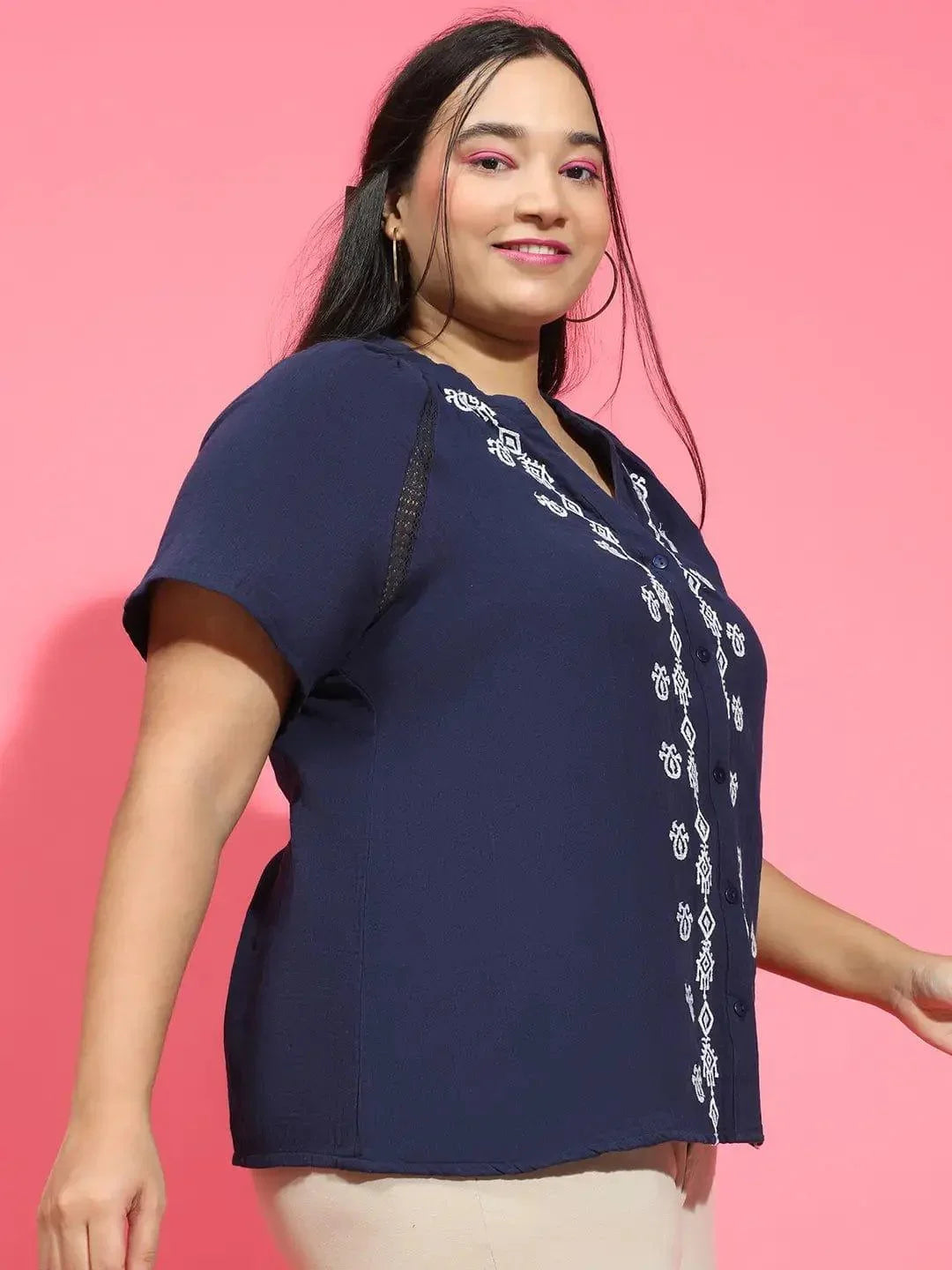 Plus Size Navy Blue Shirt
