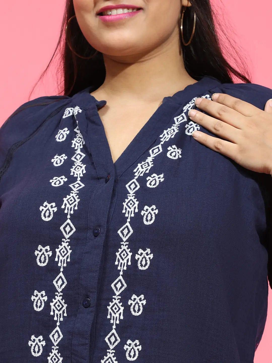 Plus Size Navy Blue Shirt