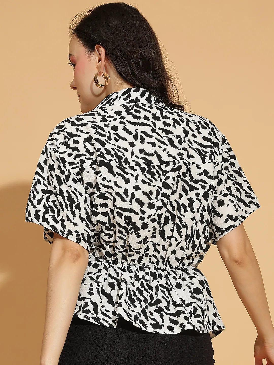 White Animal Print Top