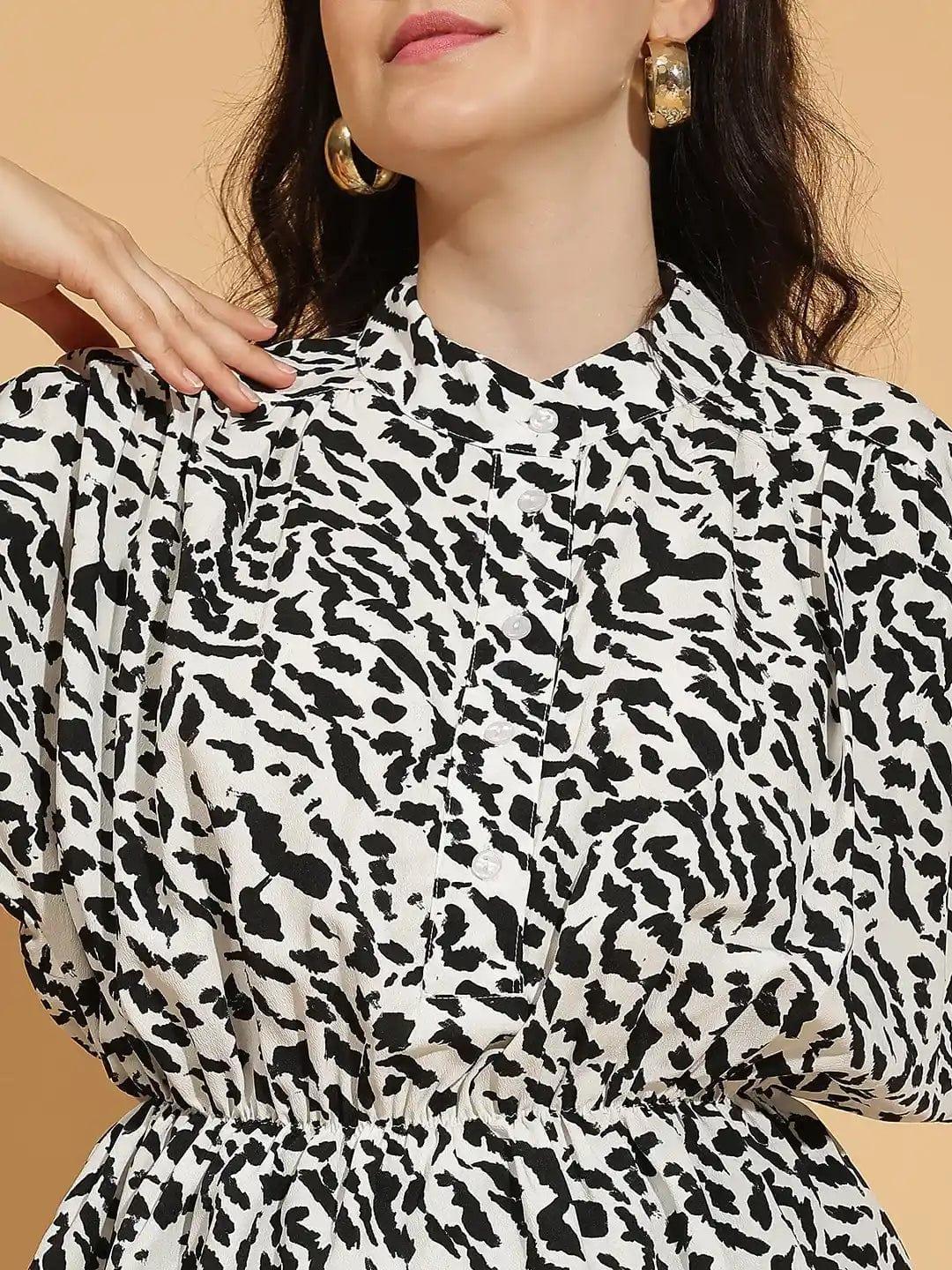 White Animal Print Top