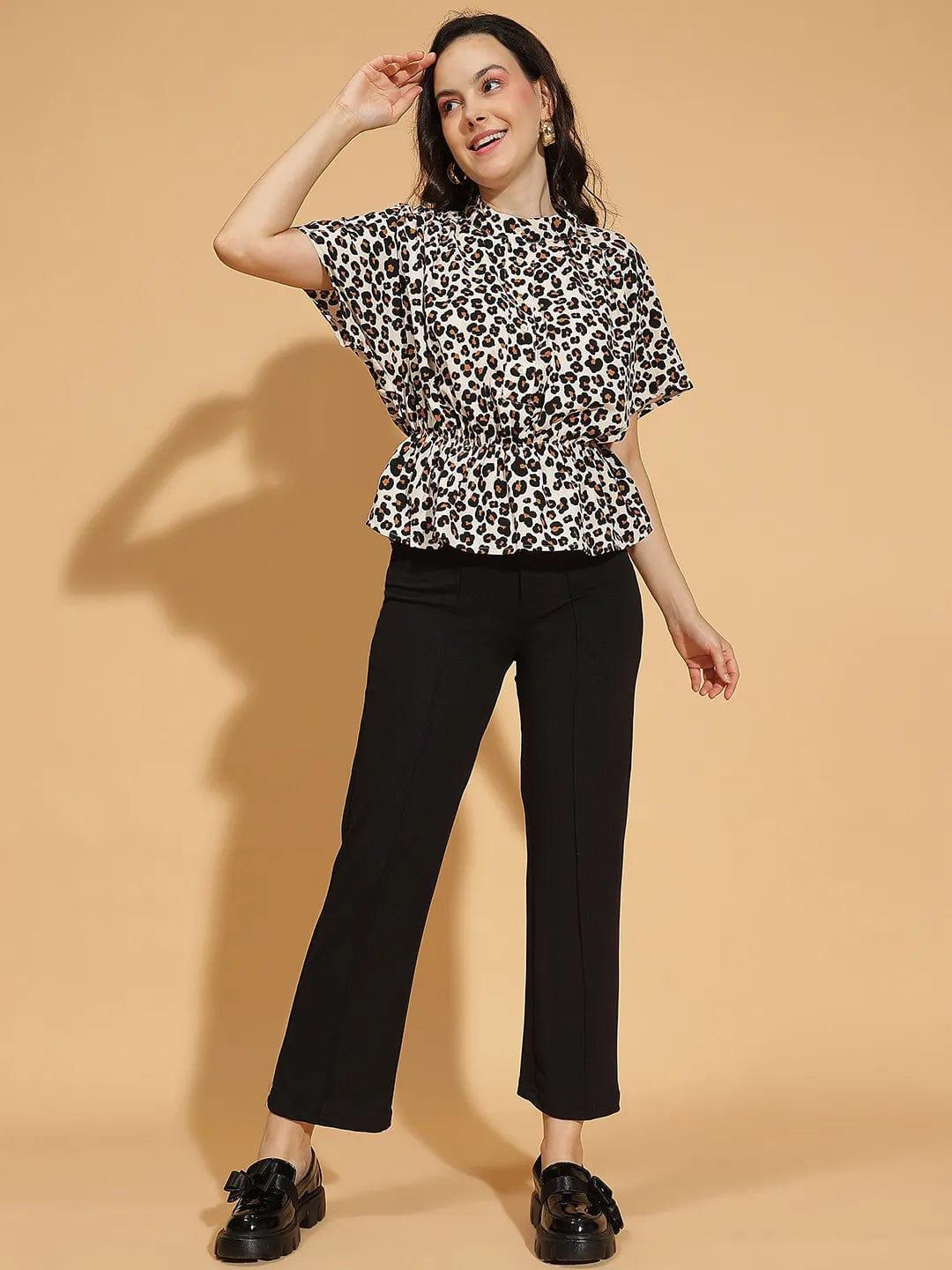 Multicolor Button-Down Elasticated Pleated Womenâ€™s Top - oxolloxo