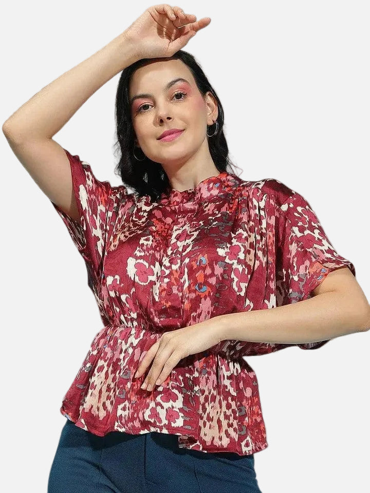 Wine Animal Print Top