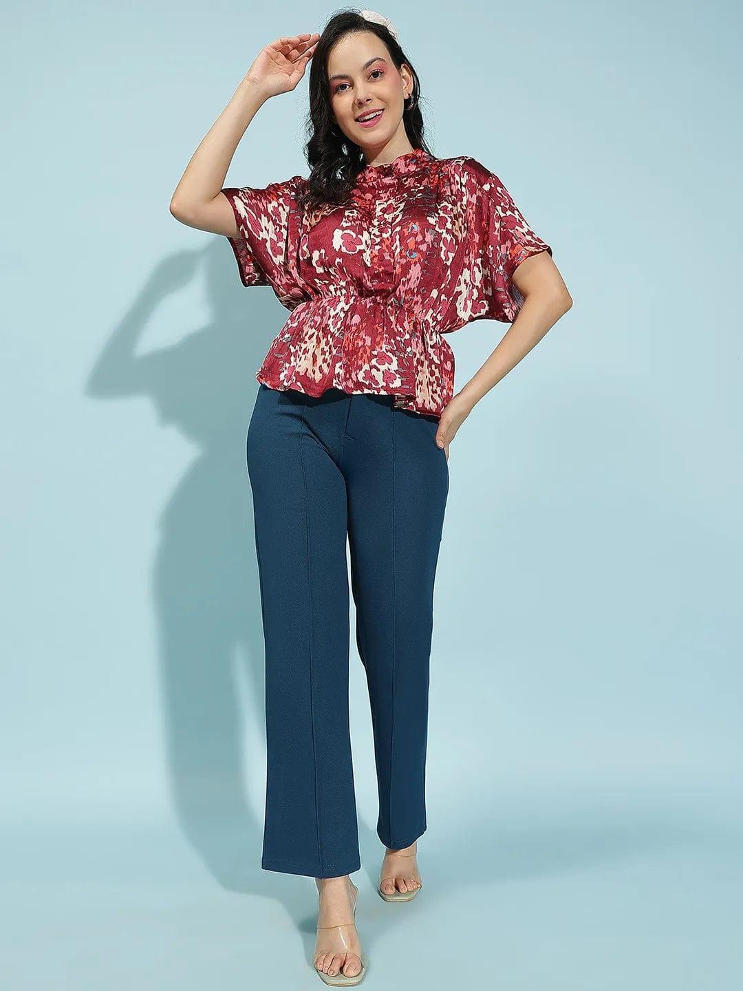 Wine Animal Print Top