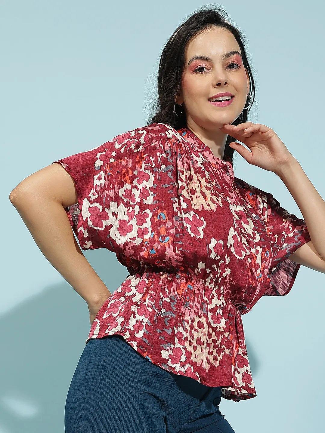 Wine Animal Print Top