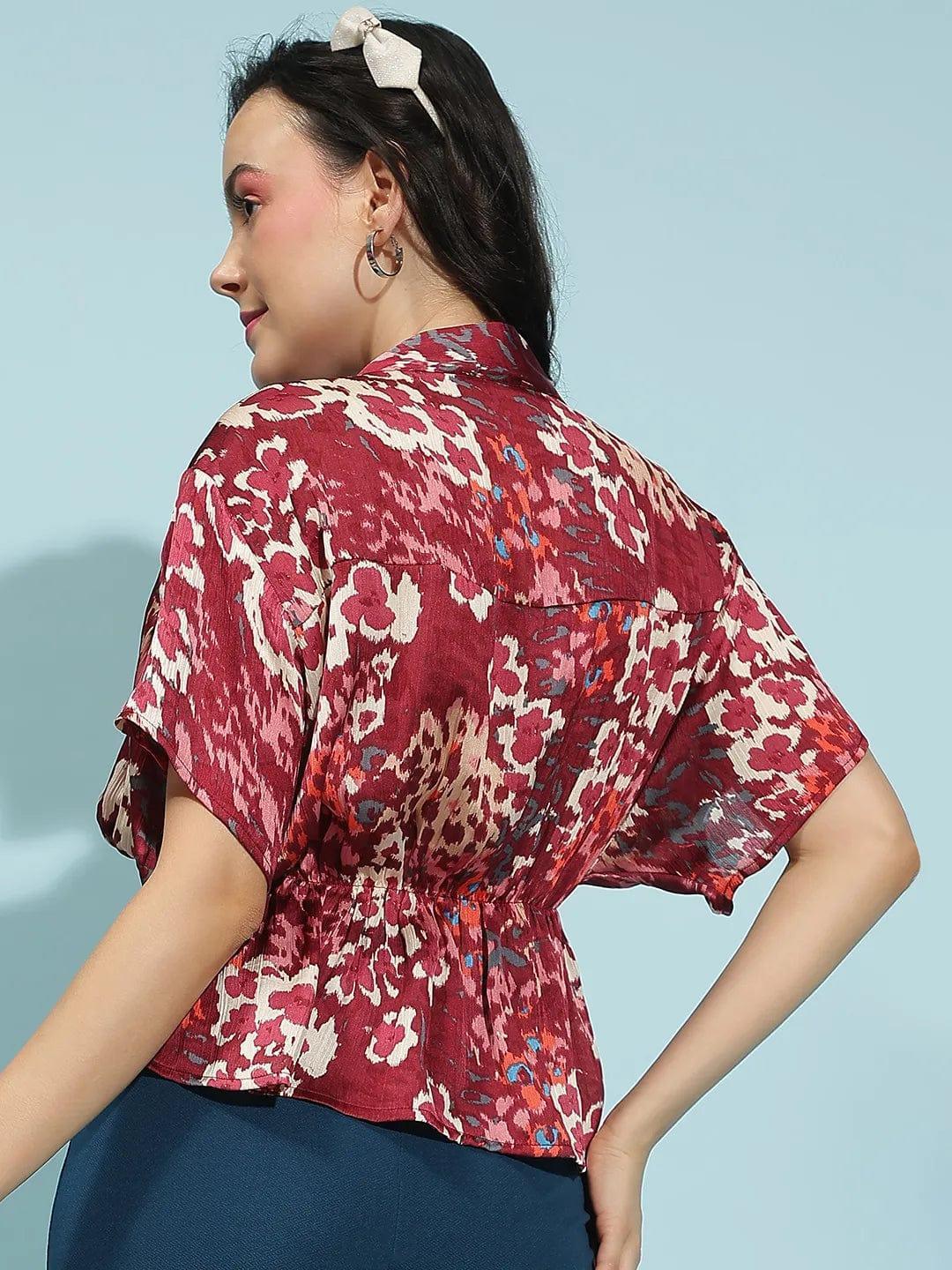 Wine Animal Print Top