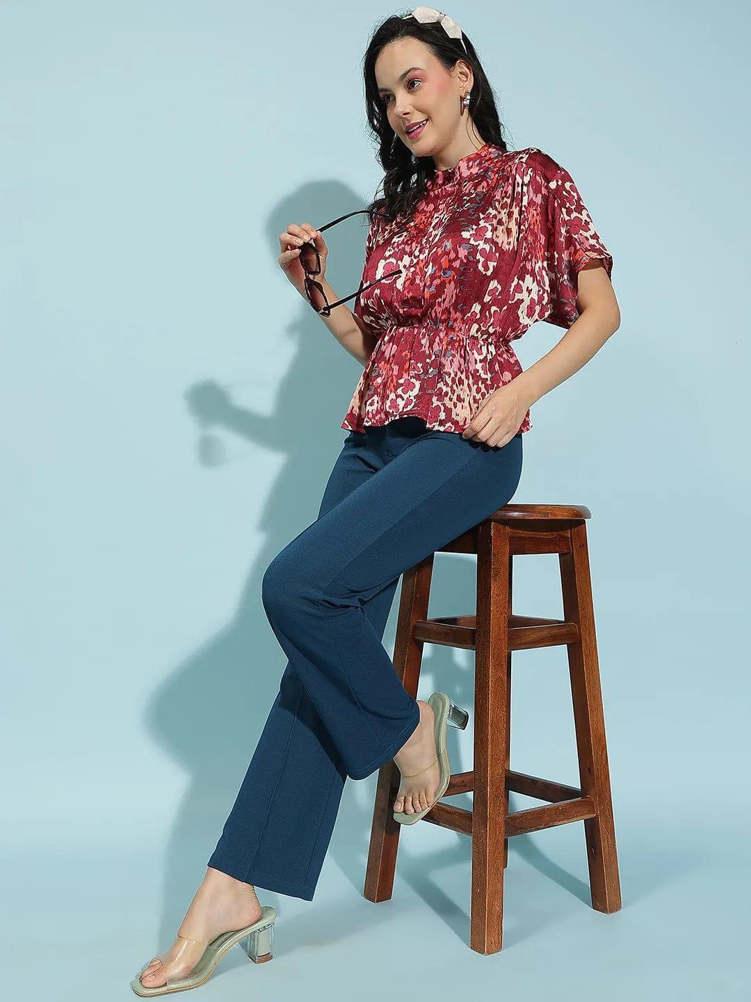 Wine Animal Print Top
