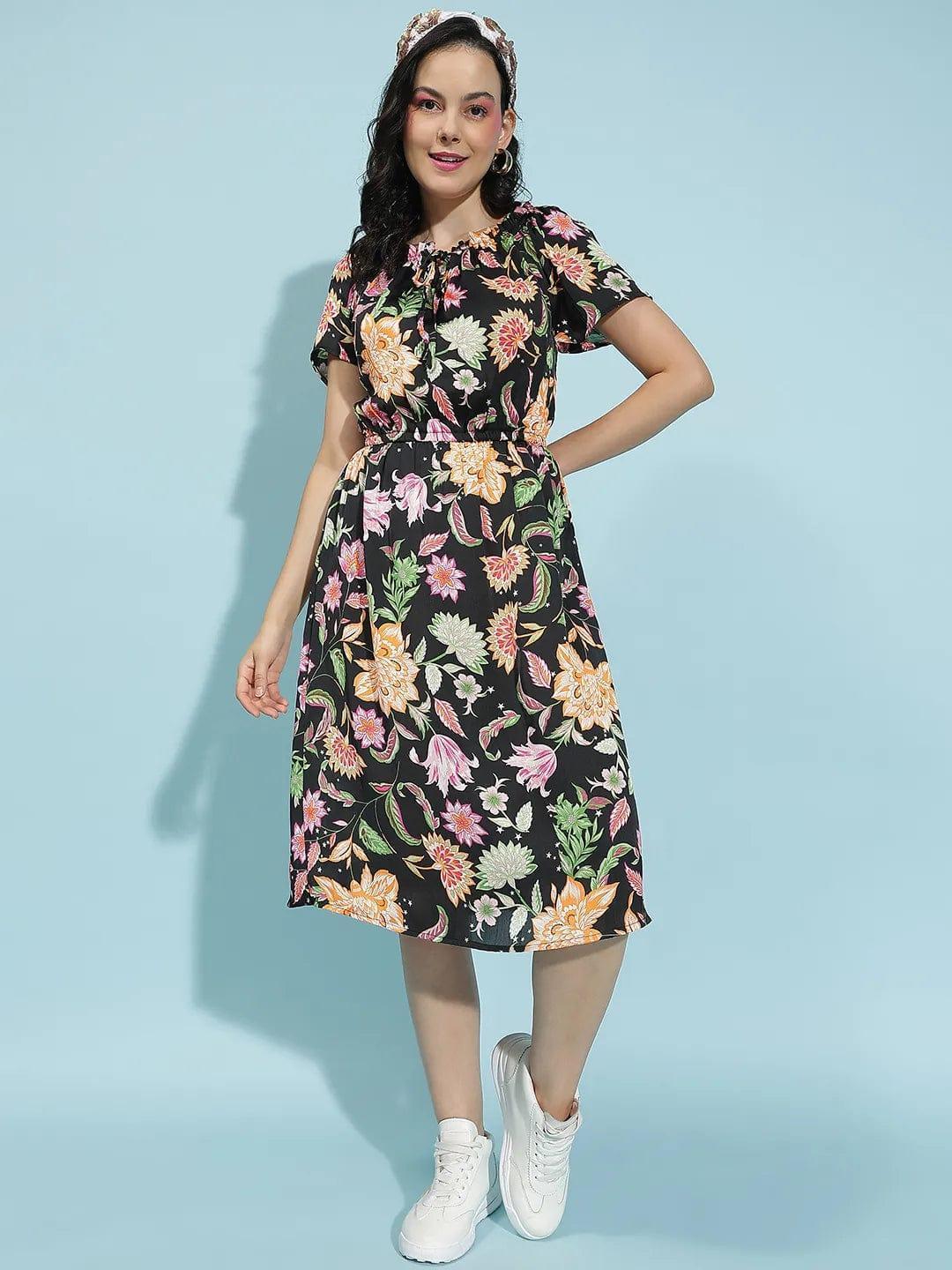 Blossom Floral Print Multicolor Womenâ€™s Dress - oxolloxo