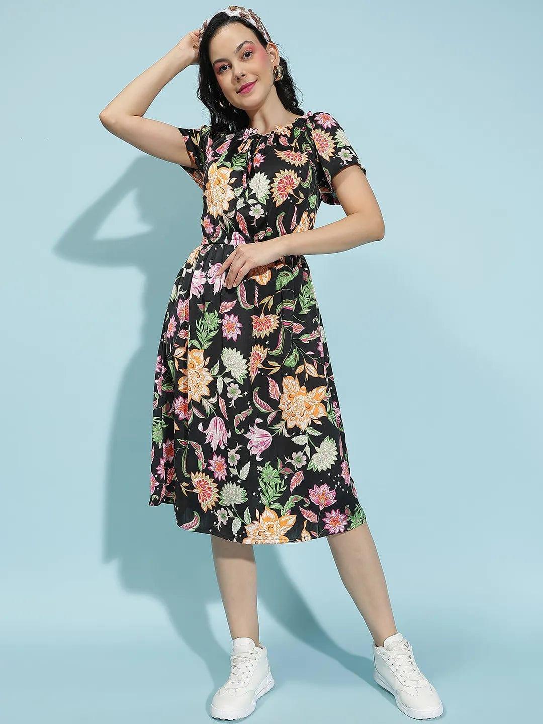 Blossom Floral Print Multicolor Womenâ€™s Dress - oxolloxo