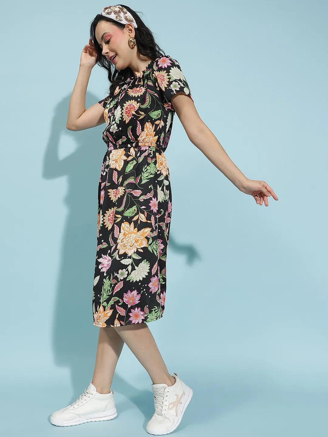 Blossom Floral Print Multicolor Womenâ€™s Dress - oxolloxo