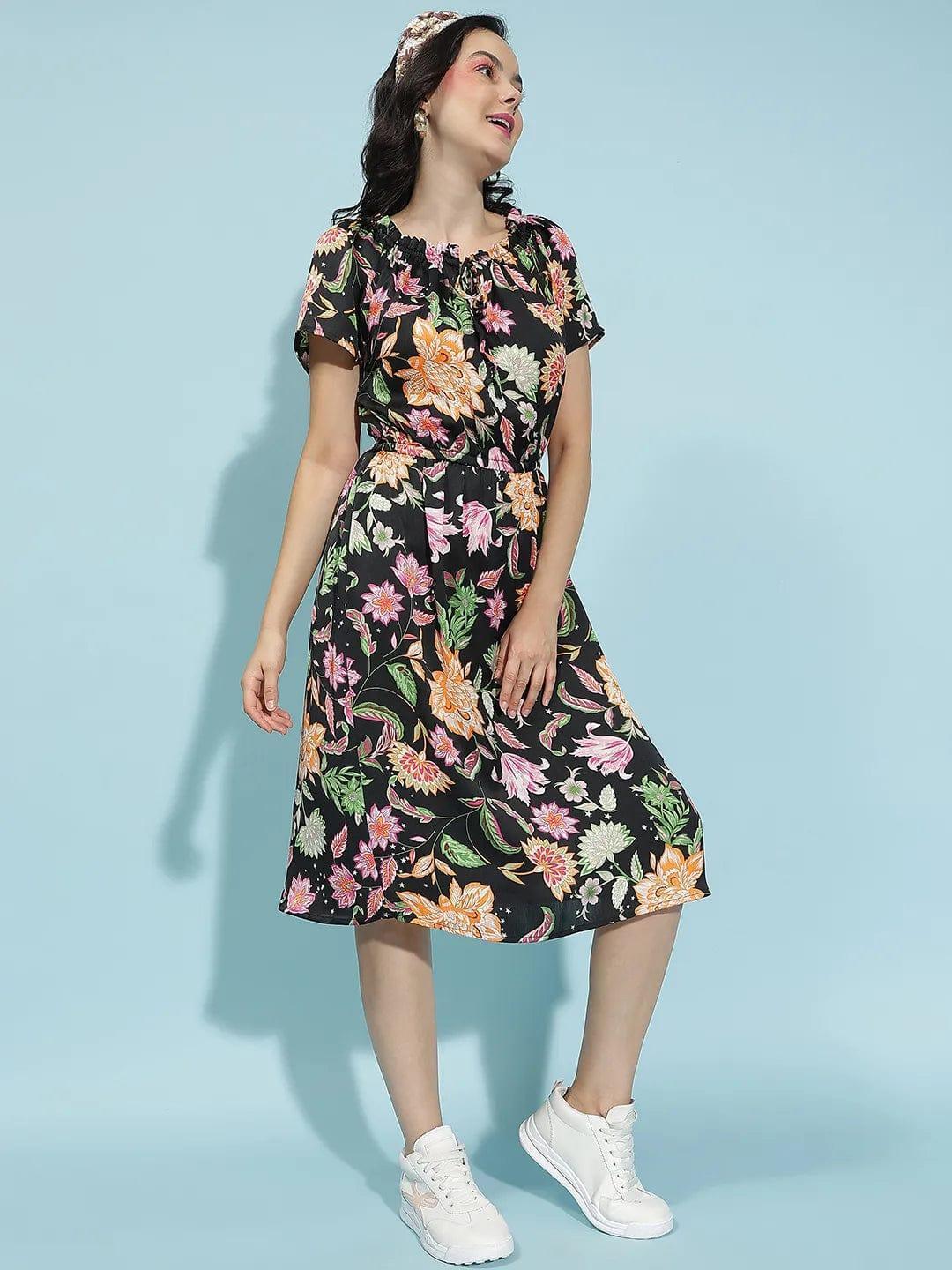 Blossom Floral Print Multicolor Womenâ€™s Dress - oxolloxo