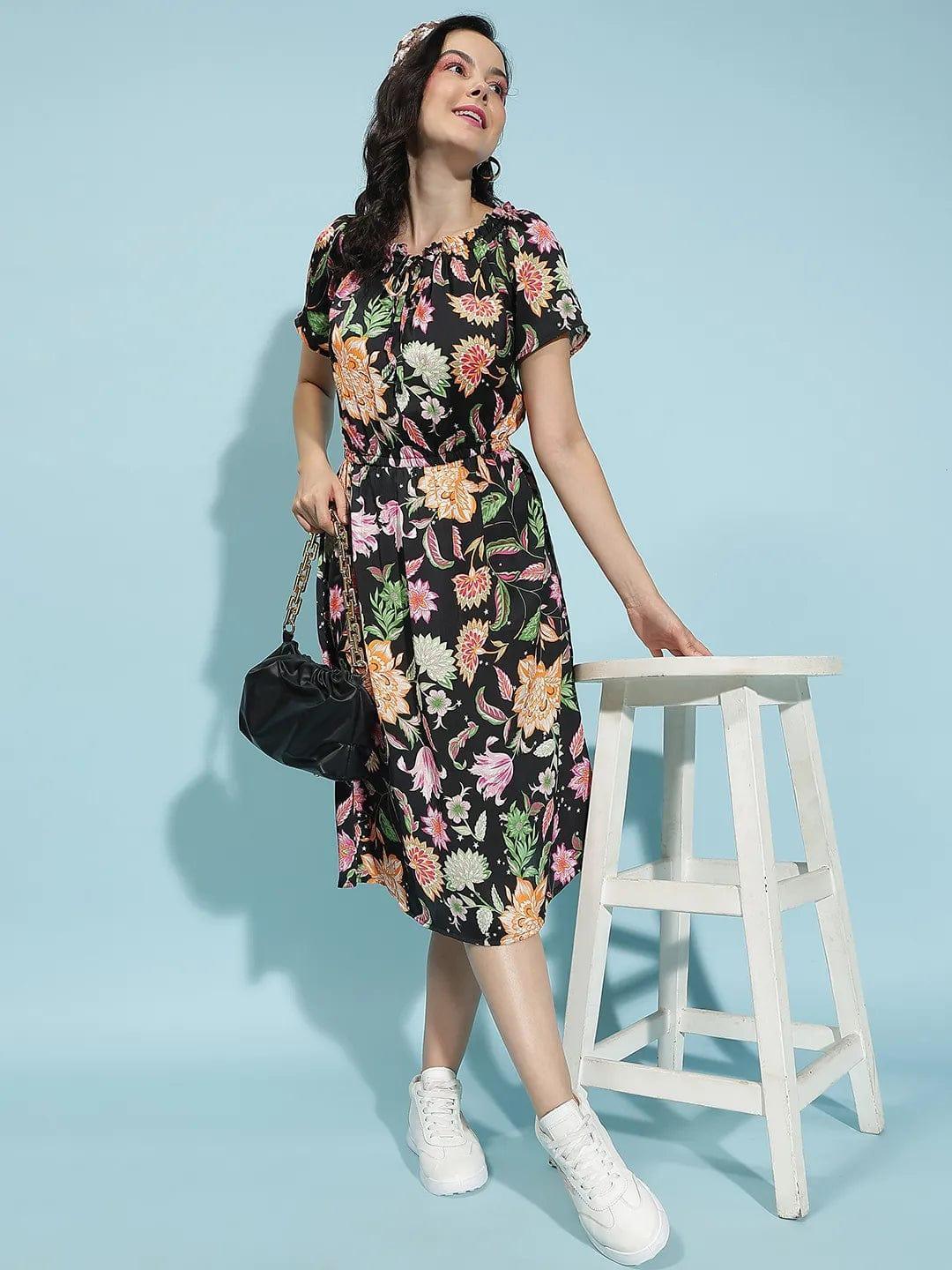 Blossom Floral Print Multicolor Womenâ€™s Dress - oxolloxo