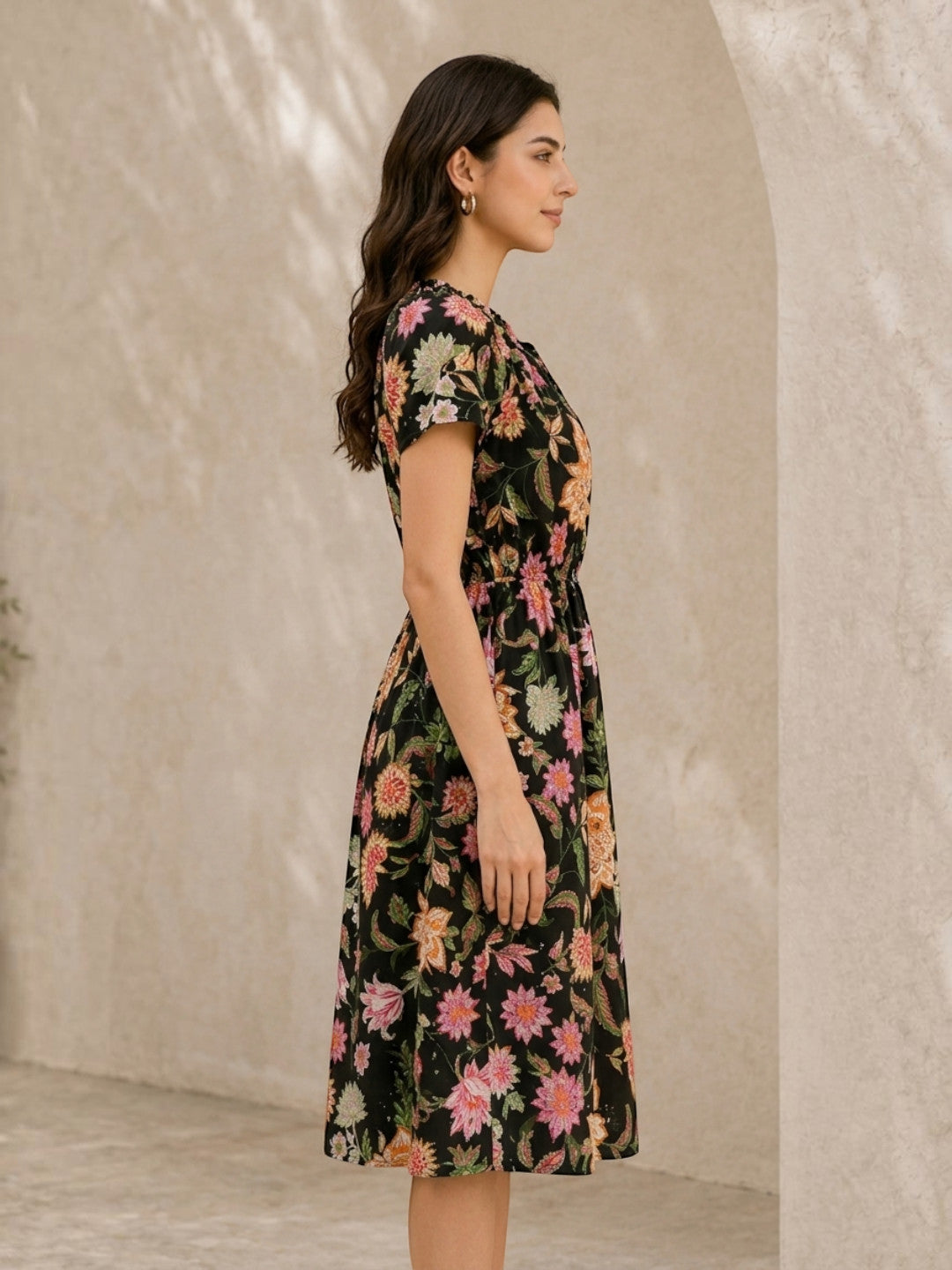floral print dress multicolor tie knot