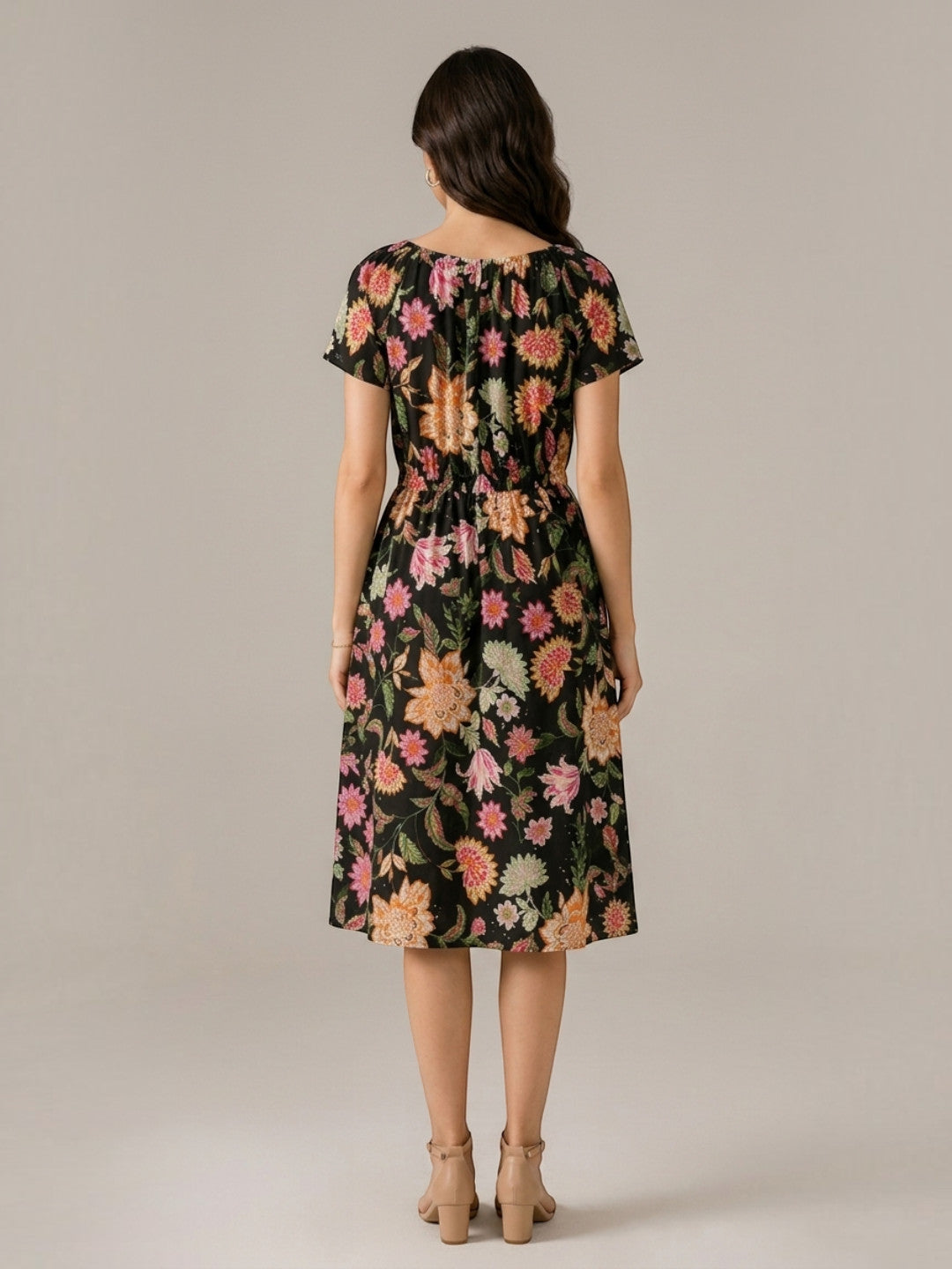 floral print dress multicolor tie knot