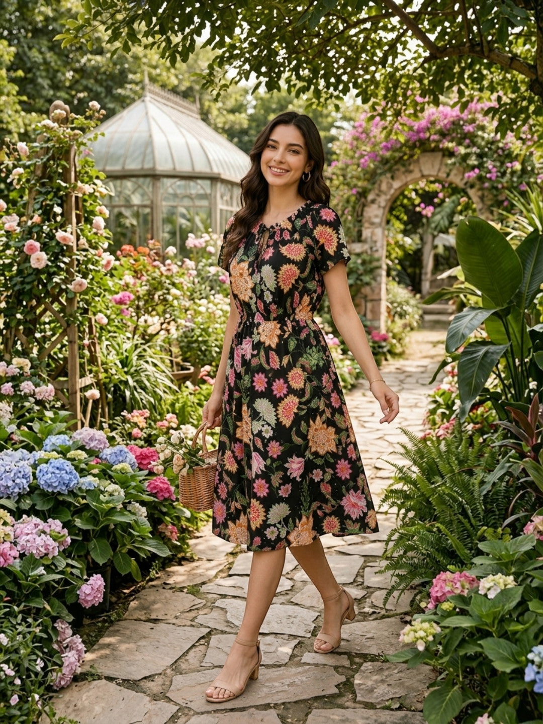 floral print dress multicolor tie knot