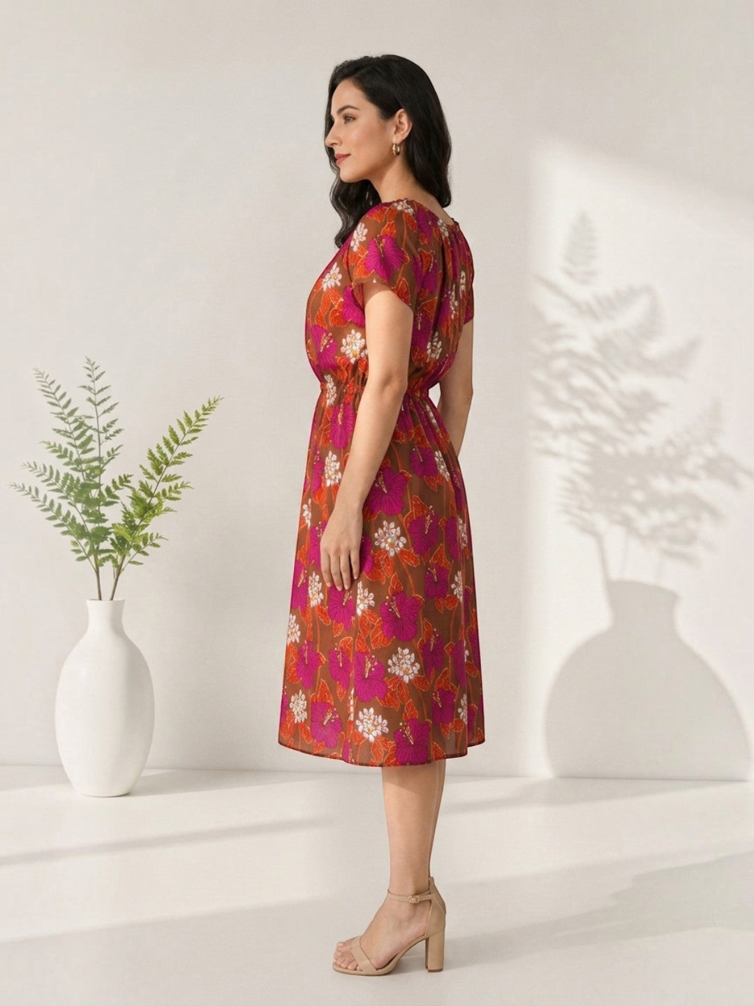 multicolor floral print summer dress