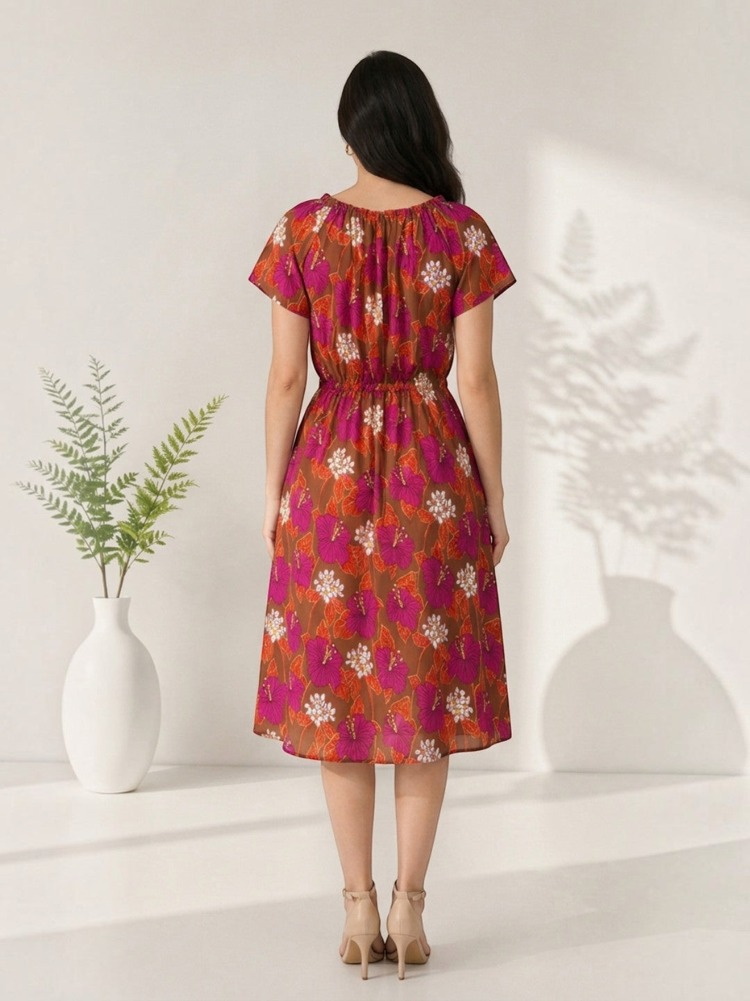 multicolor floral print summer dress