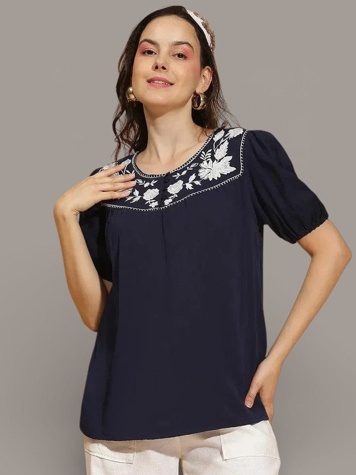 Navy Blue Cotton Top
