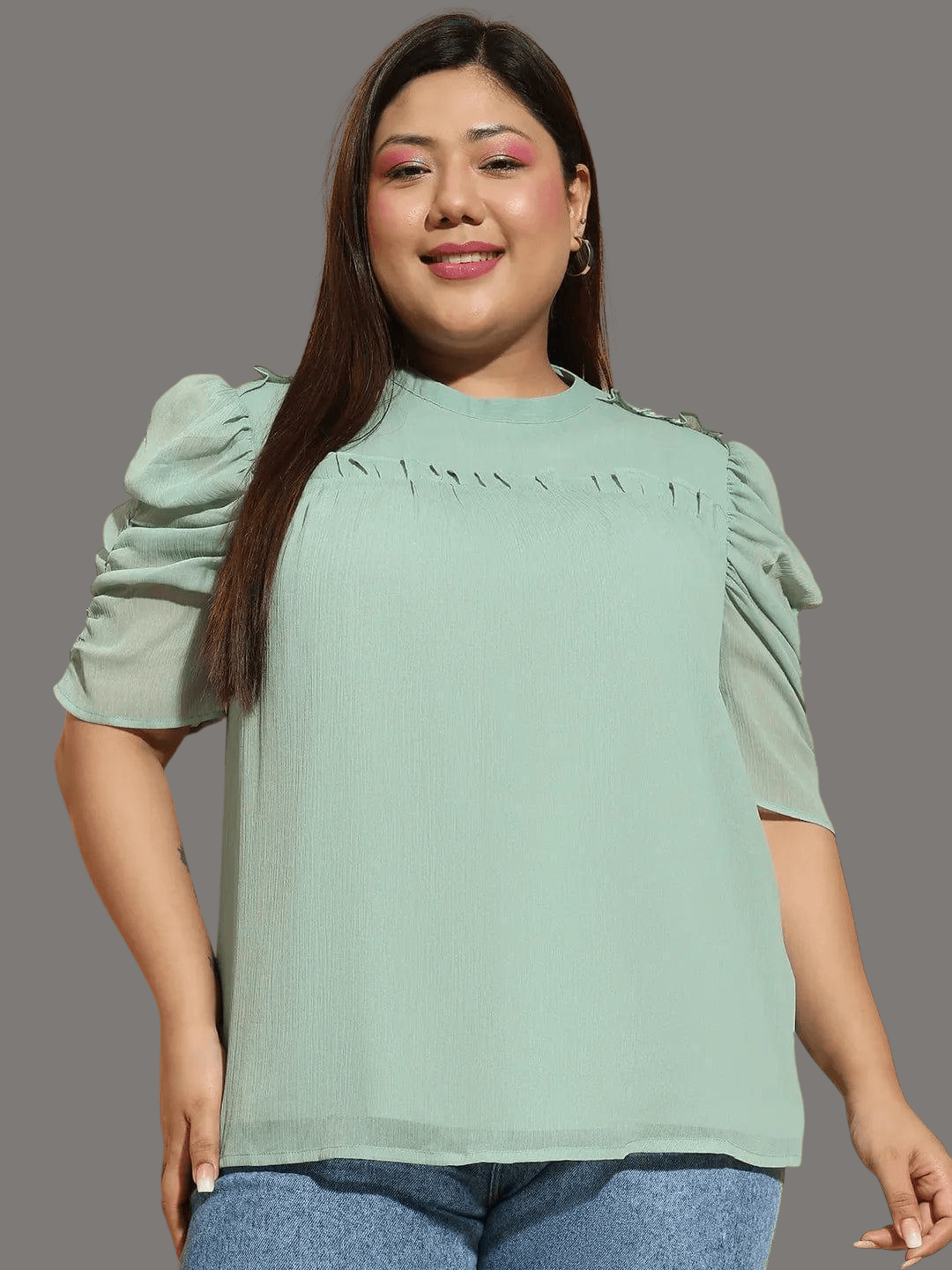 plus-size-top-green-blouse