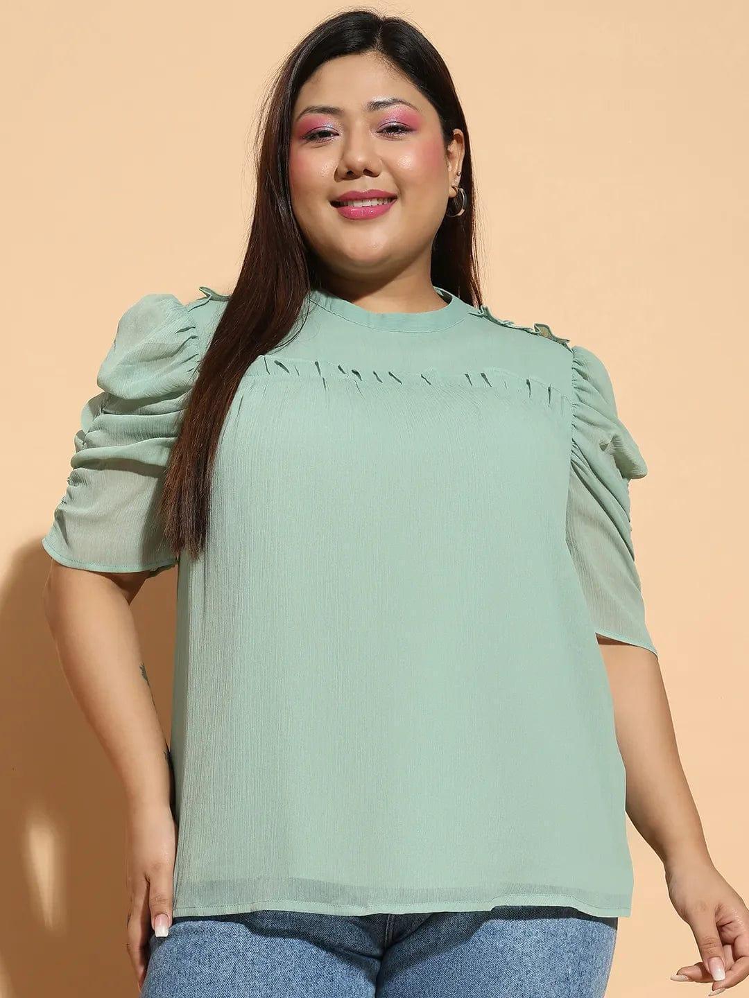 plus-size-top-green-blouse