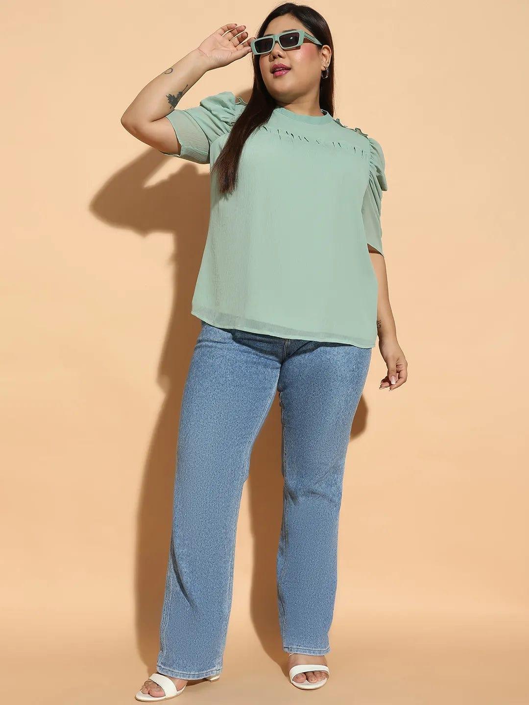 plus-size-top-green-blouse
