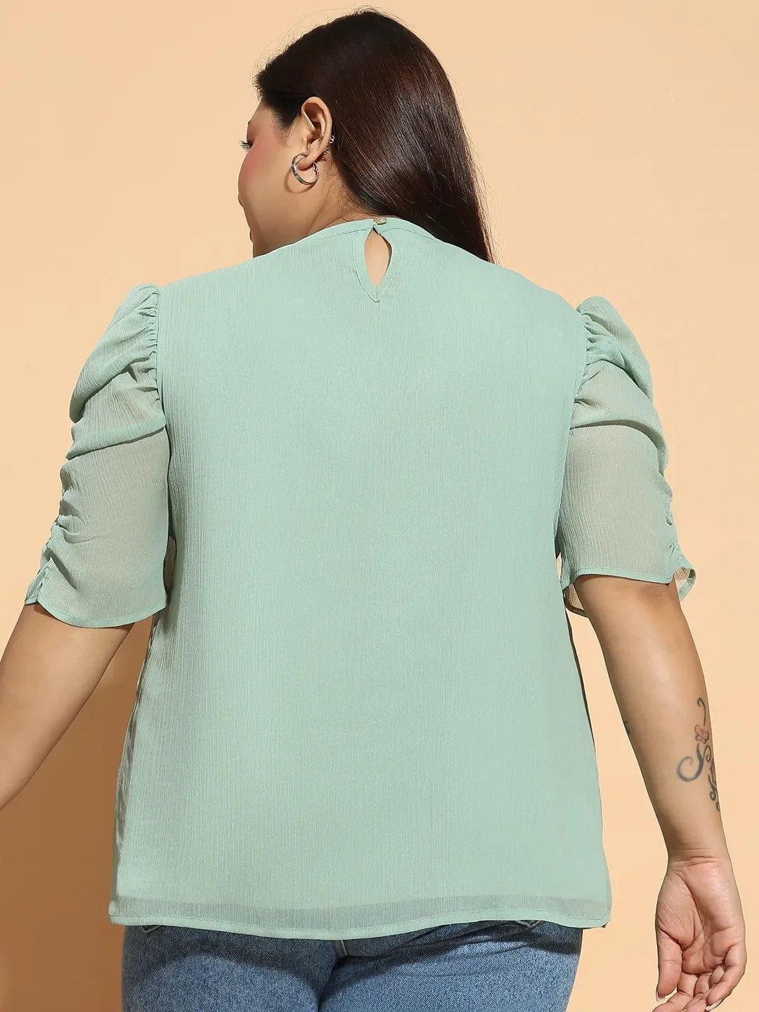 plus-size-top-green-blouse