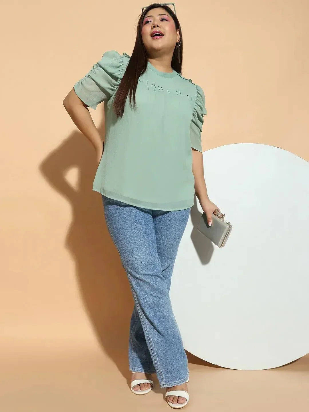 plus-size-top-green-blouse