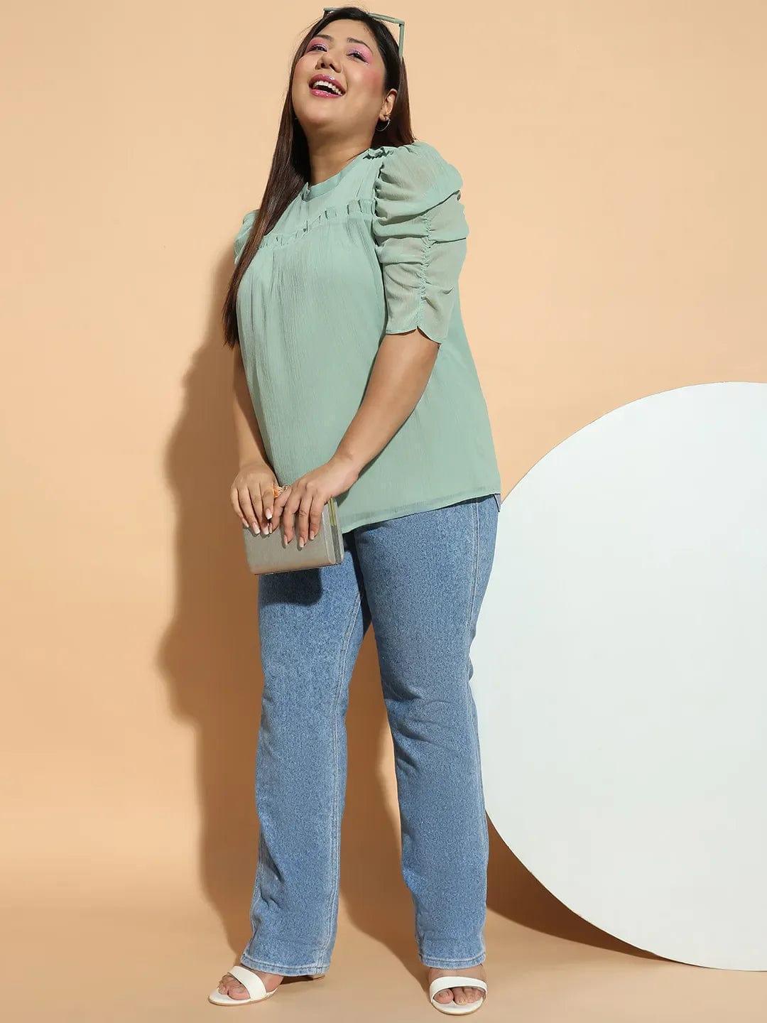 plus-size-top-green-blouse